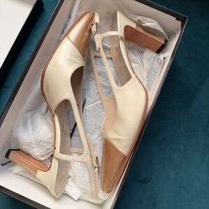 Vintage Chanel Chaus Clas Olive - Two Tone Sling Back Heels